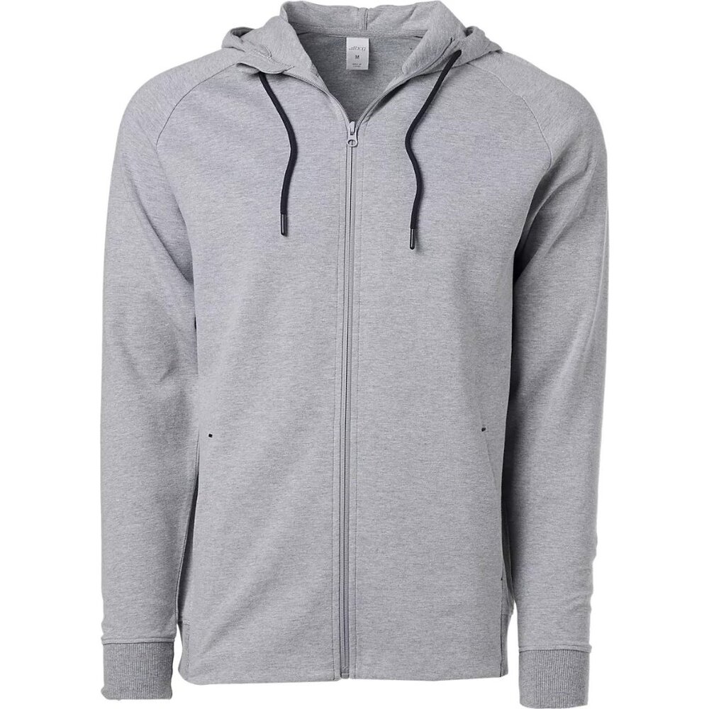 BCG Men's Full-Zip Jacket Double Knit Fleece Hood Gray Large NEW